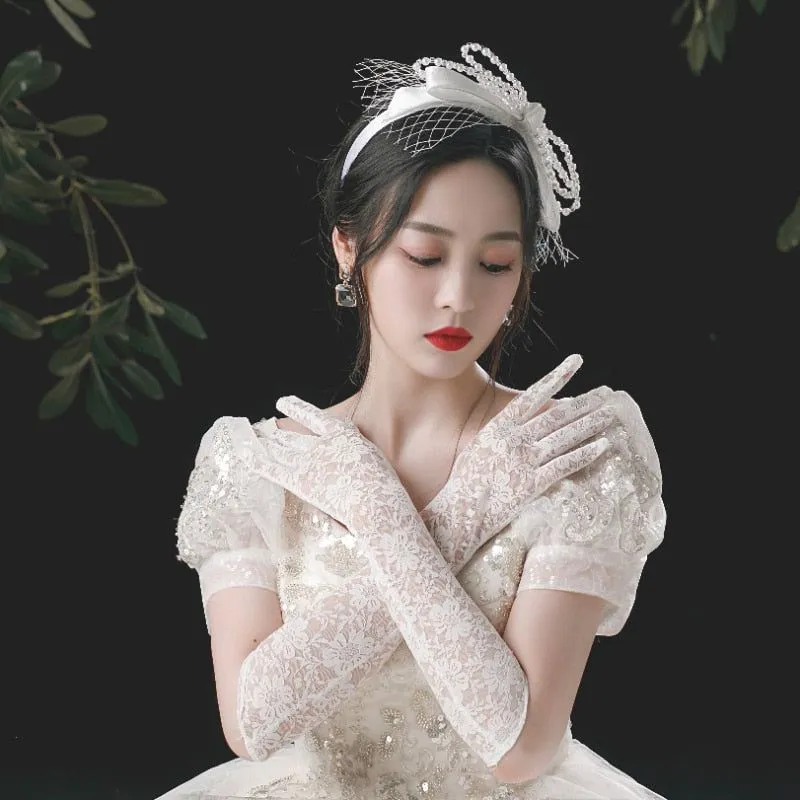 Full Finger Lace Bridal Long Gloves
