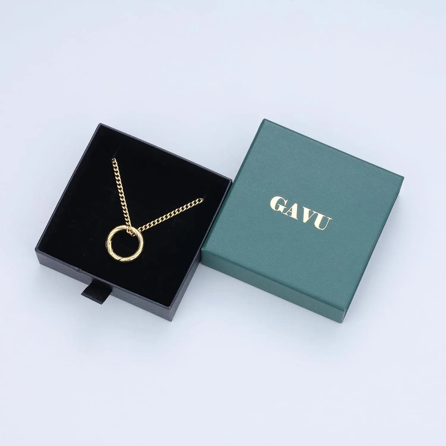 GAVU Stainless Steel Ring Holder Necklace, Wedding Ring Keeper Necklace for Women Men