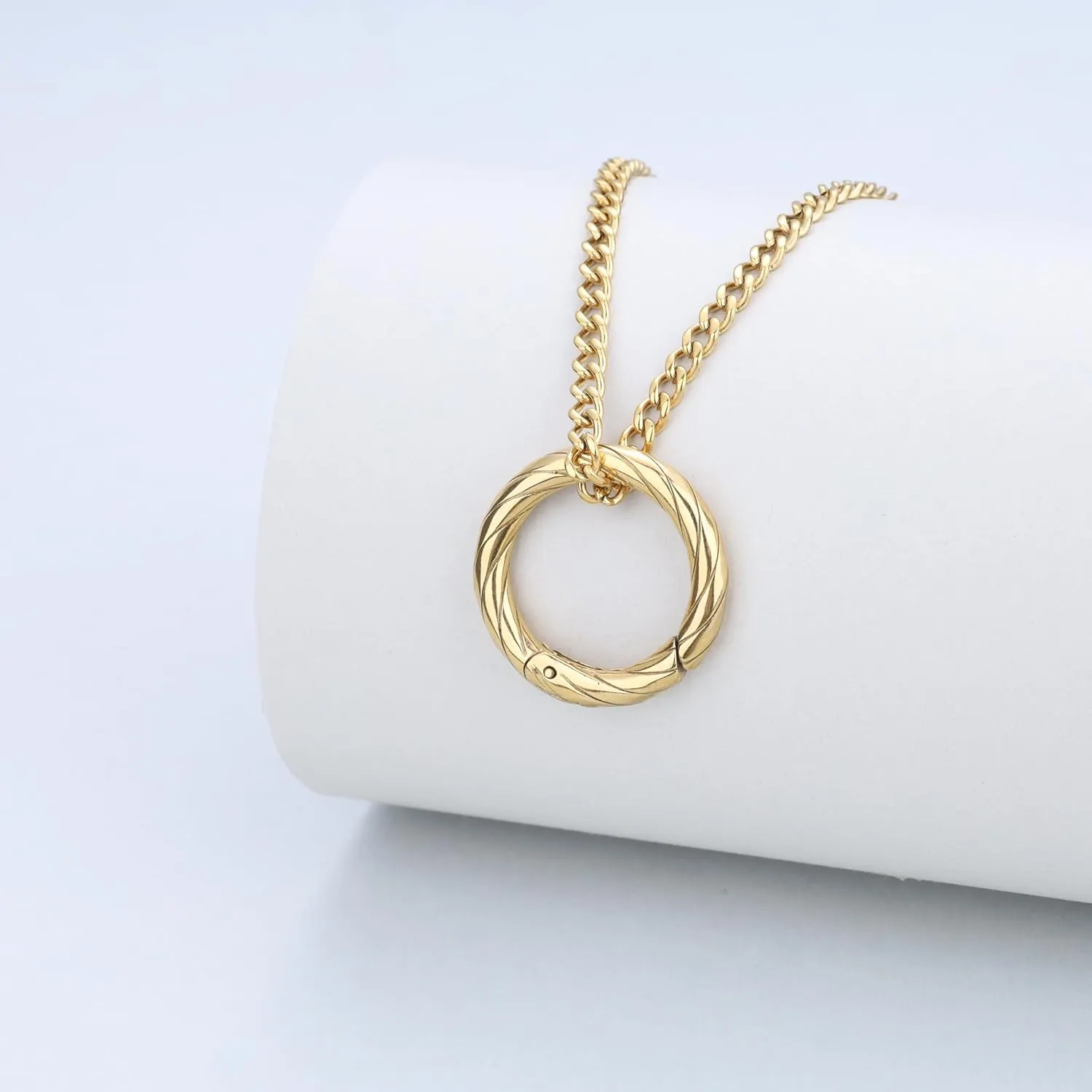 GAVU Stainless Steel Ring Holder Necklace, Wedding Ring Keeper Necklace for Women Men