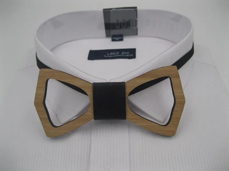 Geometric Design Wooden Bow tie European Man Accessory Laser Cutout Wood Hip Hop Bow Tie