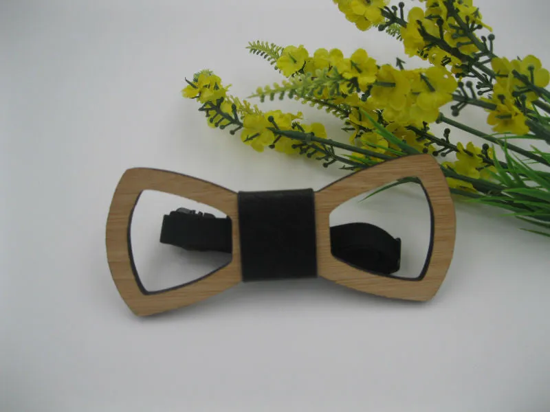 Geometric Design Wooden Bow tie European Man Accessory Laser Cutout Wood Hip Hop Bow Tie