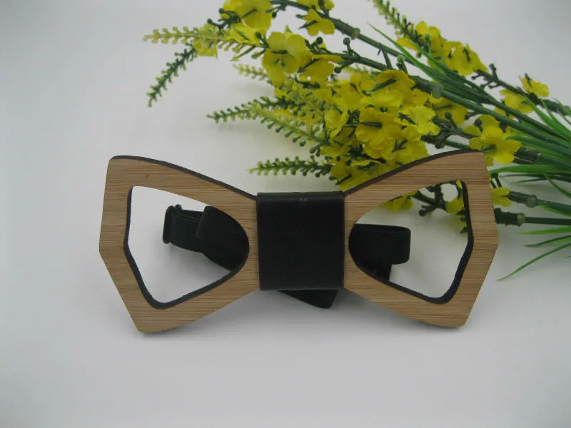 Geometric Design Wooden Bow tie European Man Accessory Laser Cutout Wood Hip Hop Bow Tie