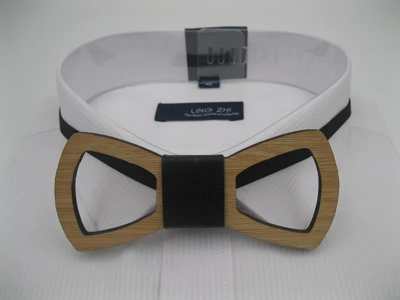 Geometric Design Wooden Bow tie European Man Accessory Laser Cutout Wood Hip Hop Bow Tie