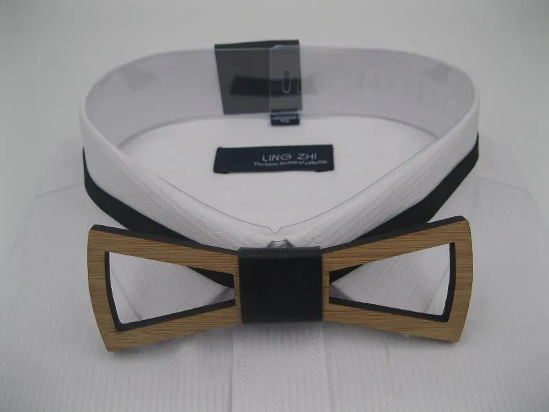 Geometric Design Wooden Bow tie European Man Accessory Laser Cutout Wood Hip Hop Bow Tie