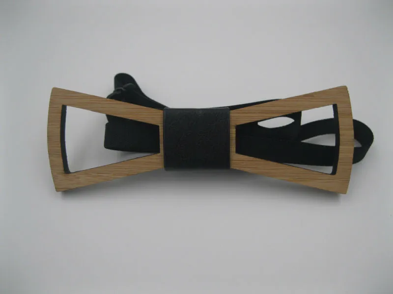Geometric Design Wooden Bow tie European Man Accessory Laser Cutout Wood Hip Hop Bow Tie