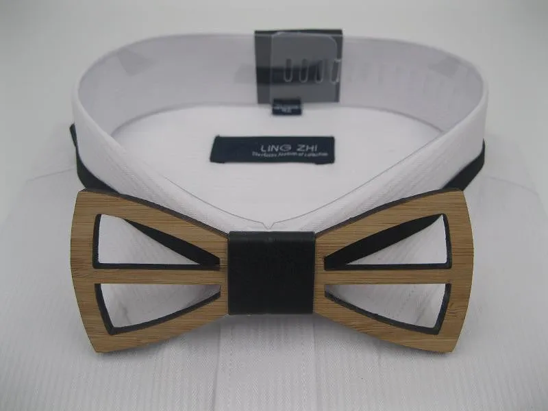Geometric Design Wooden Bow tie European Man Accessory Laser Cutout Wood Hip Hop Bow Tie
