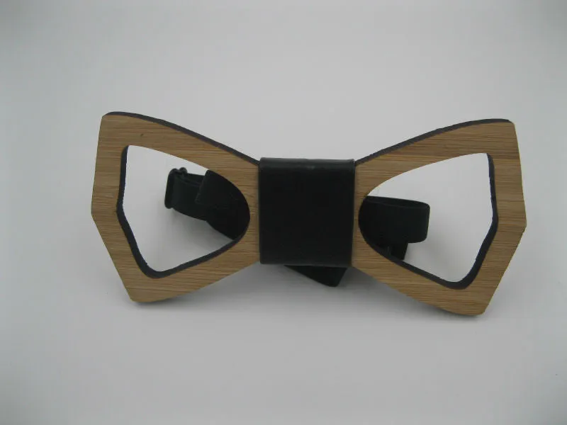 Geometric Design Wooden Bow tie European Man Accessory Laser Cutout Wood Hip Hop Bow Tie