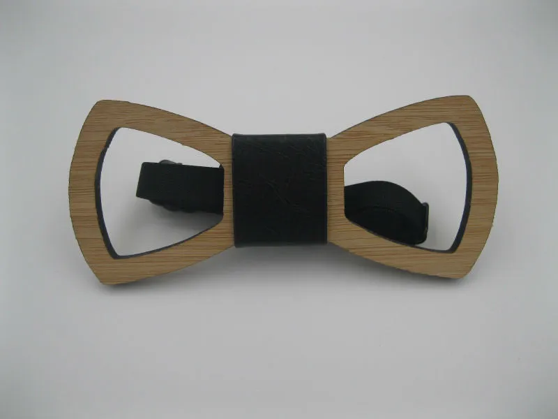 Geometric Design Wooden Bow tie European Man Accessory Laser Cutout Wood Hip Hop Bow Tie