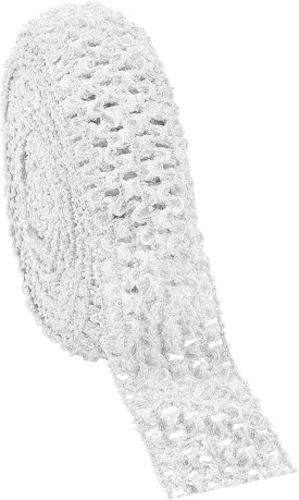GORGECRAFT 5.5 Yards 1.7" Wide Elastic Crochet Headband Ribbon Crochet Stretch Trim Fabric for Hair Accessories Tube Top, White