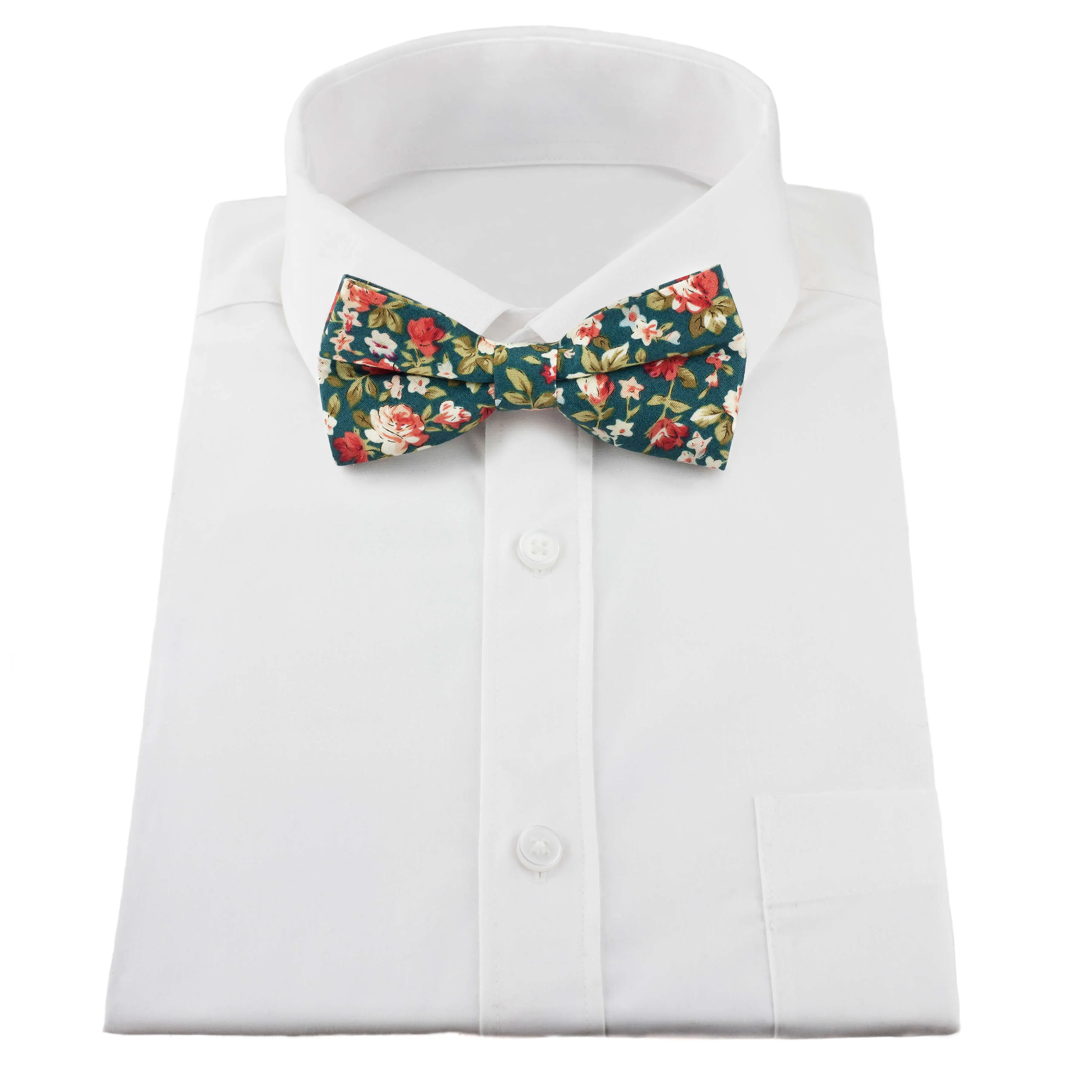 Green Floral Bow Tie
