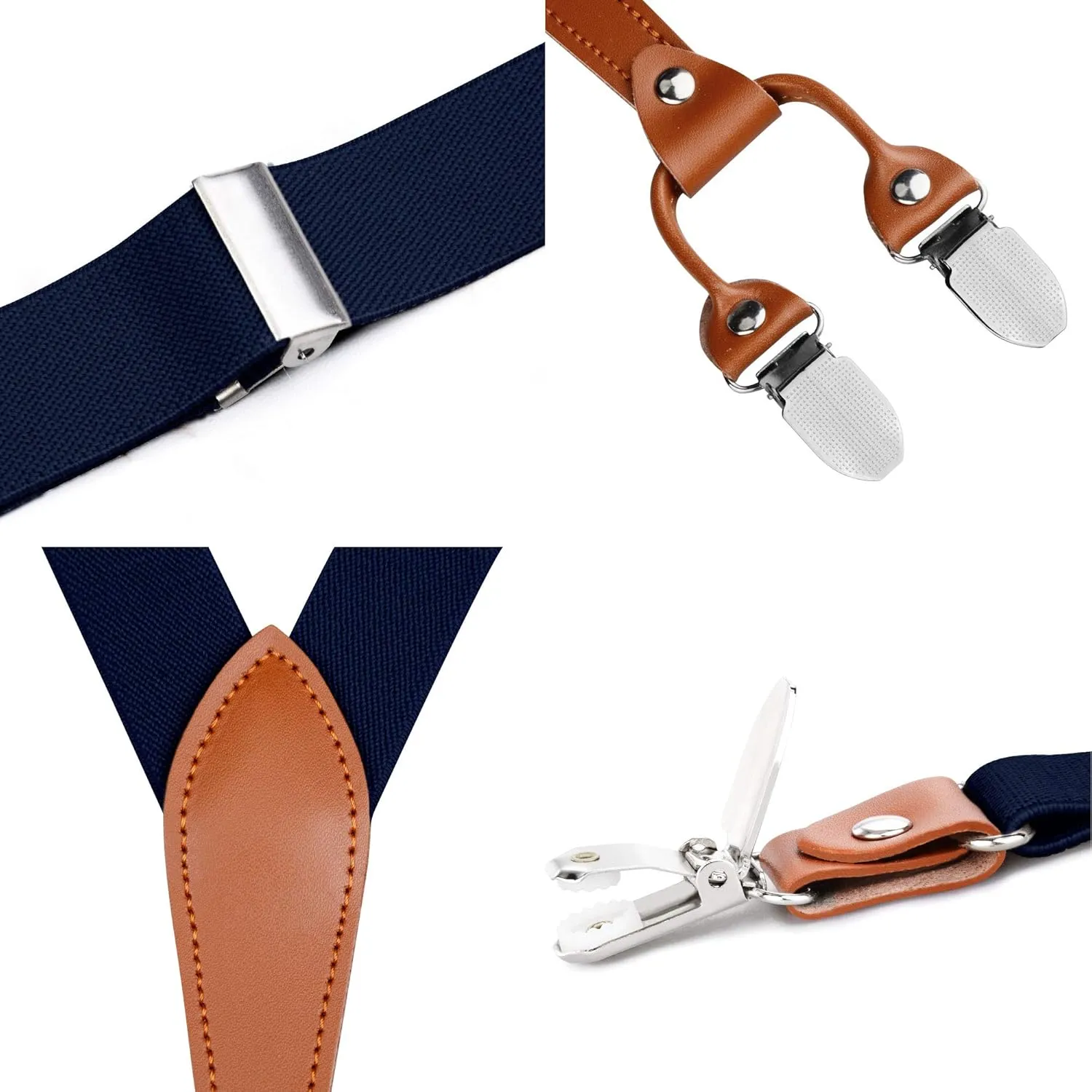GUSLESON Suspenders & Bowtie Set Men's Elastic Band Suspenders   Bowtie for Wedding, Formal Events