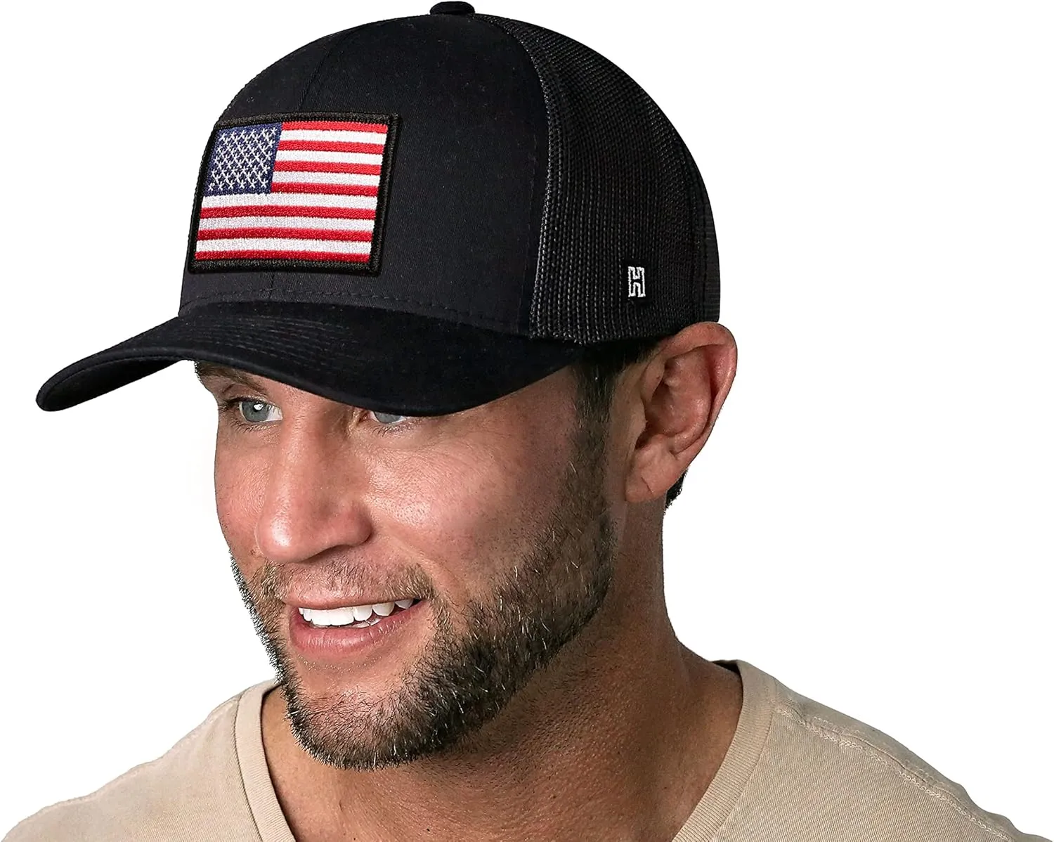 HAKA American Flag Hat, USA Trucker Hat for Men & Women, Adjustable Baseball Cap, Mesh Snapback, Durable Outdoor Hat