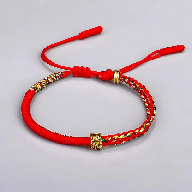 Handmade Bracelet Tibetan Buddhist Six-character Mantra Beads Braided Cotton Lucky Rope Bracelets For Women Men Amulet Jewellry