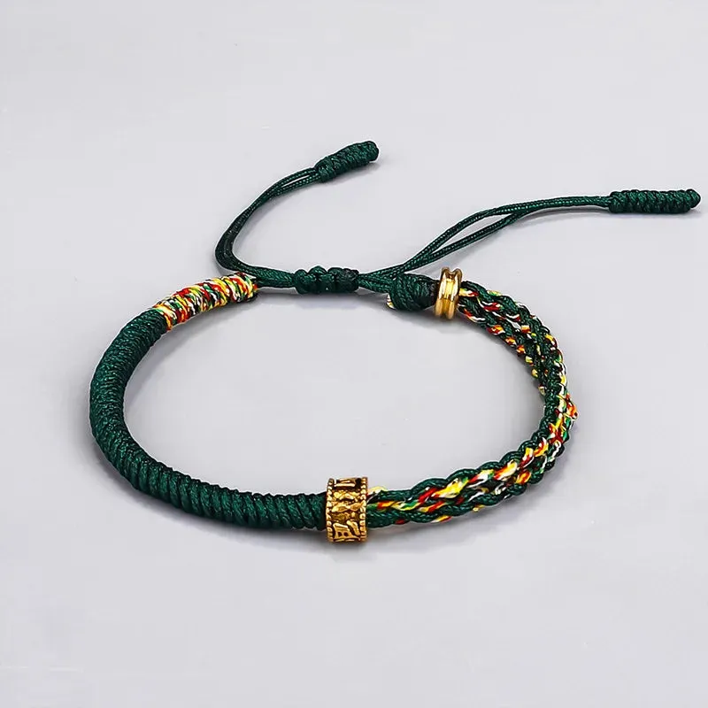 Handmade Bracelet Tibetan Buddhist Six-character Mantra Beads Braided Cotton Lucky Rope Bracelets For Women Men Amulet Jewellry