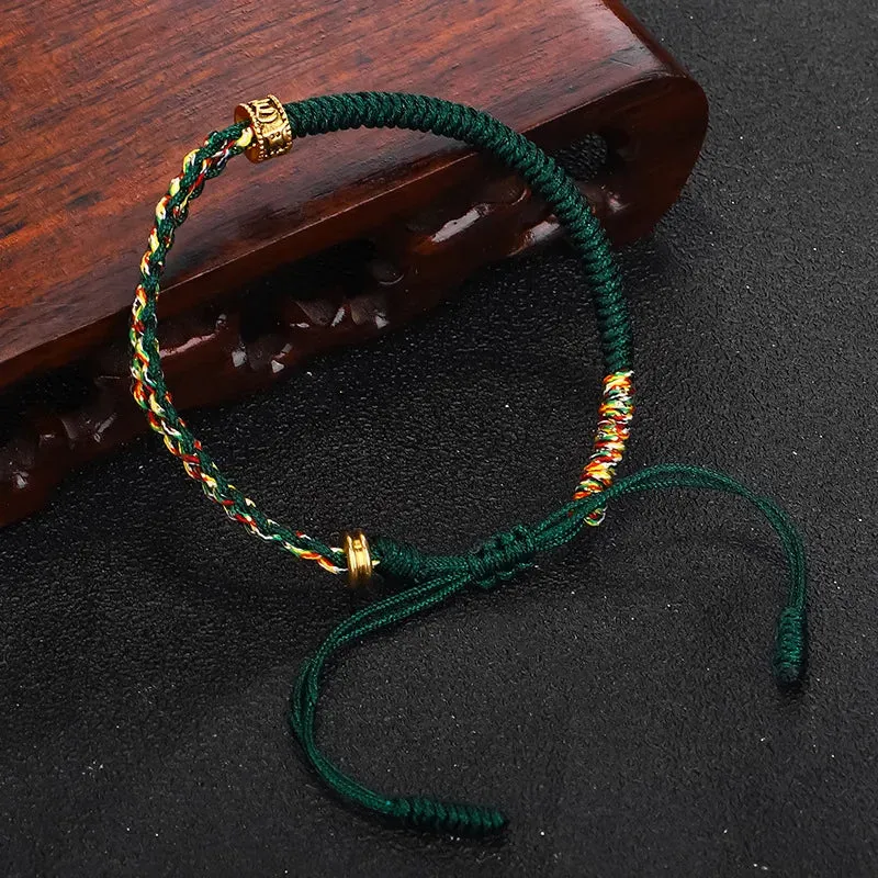 Handmade Bracelet Tibetan Buddhist Six-character Mantra Beads Braided Cotton Lucky Rope Bracelets For Women Men Amulet Jewellry