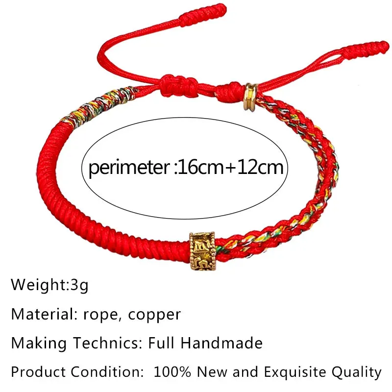 Handmade Bracelet Tibetan Buddhist Six-character Mantra Beads Braided Cotton Lucky Rope Bracelets For Women Men Amulet Jewellry