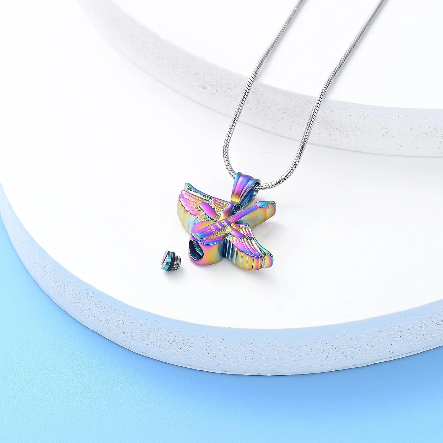 Hearbeingt Cremation Jewelry for Ashes Pendant - Winged Guitar Urn Necklace for Human/Pet Memorial Gift for Guitarist or Music Lover