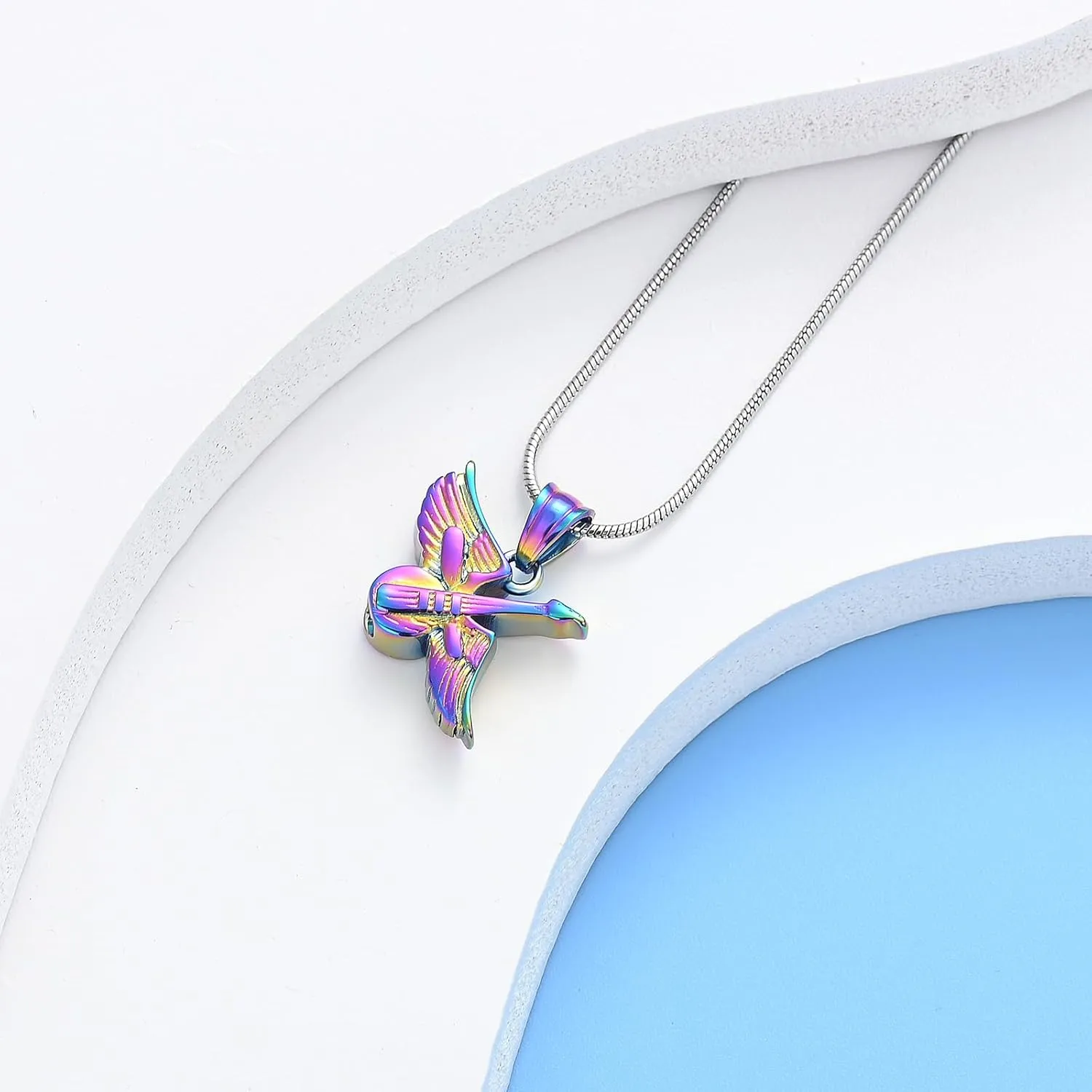 Hearbeingt Cremation Jewelry for Ashes Pendant - Winged Guitar Urn Necklace for Human/Pet Memorial Gift for Guitarist or Music Lover