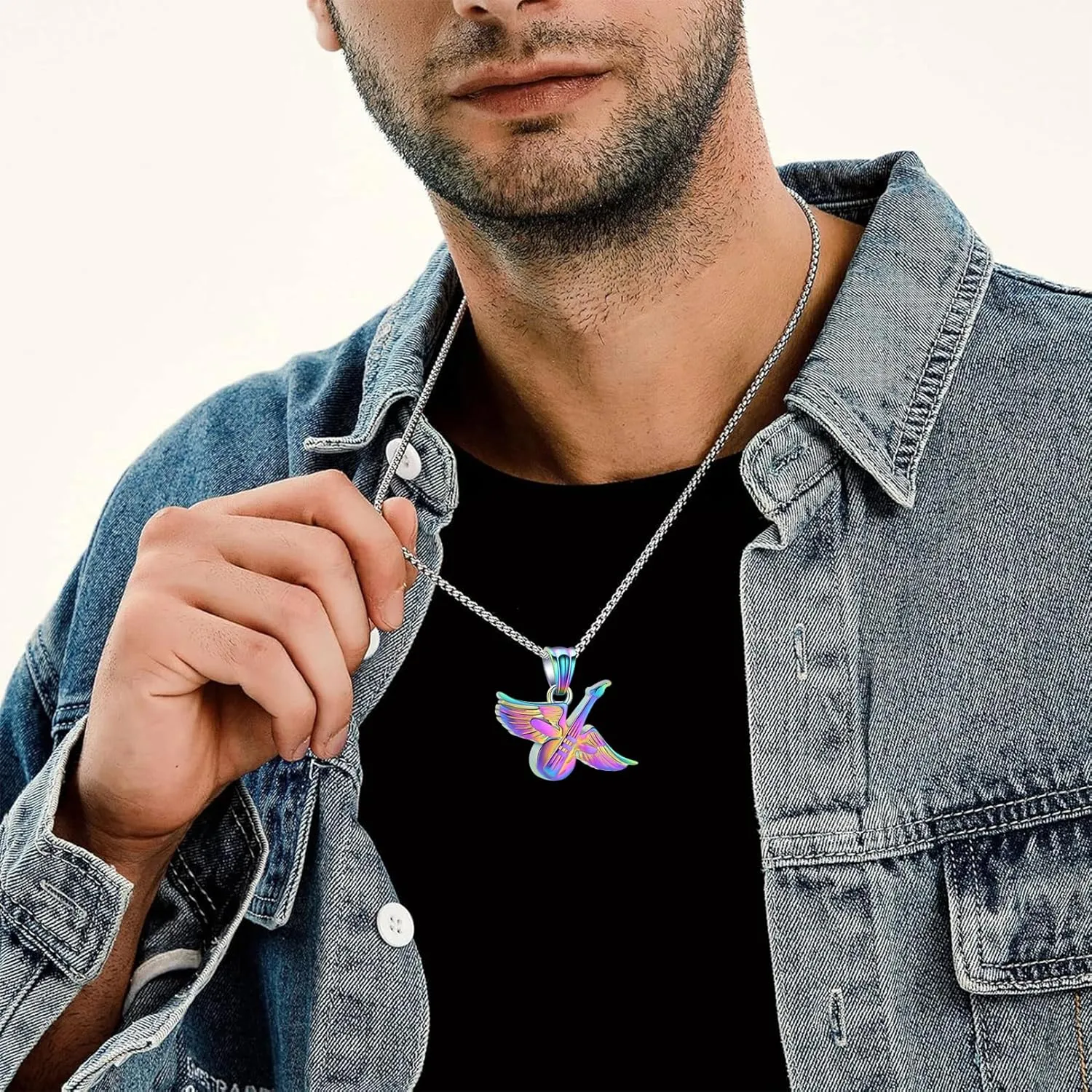 Hearbeingt Cremation Jewelry for Ashes Pendant - Winged Guitar Urn Necklace for Human/Pet Memorial Gift for Guitarist or Music Lover