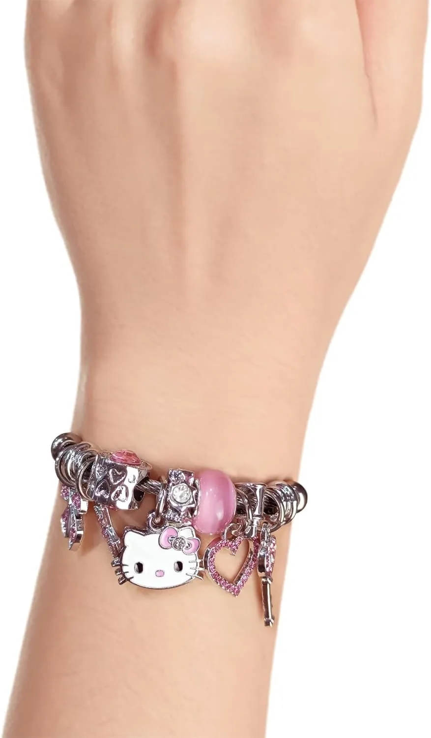 Hello Jewelry Bracelet Charms Braclet, Kawaii Pink Kitty Bangle Women Matching Accessories, for Teen Graduation Birthday Gifts Stuff