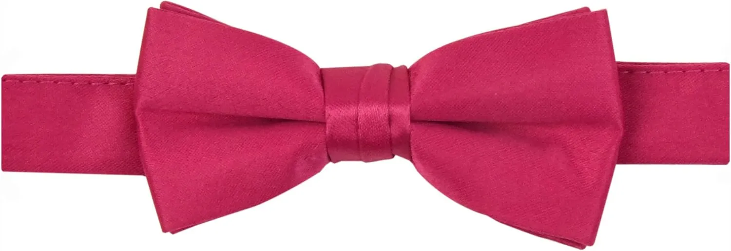 HOLD'EM Bow Tie For Boys and Baby Satin look Solid Color Adjustable Pre-tied