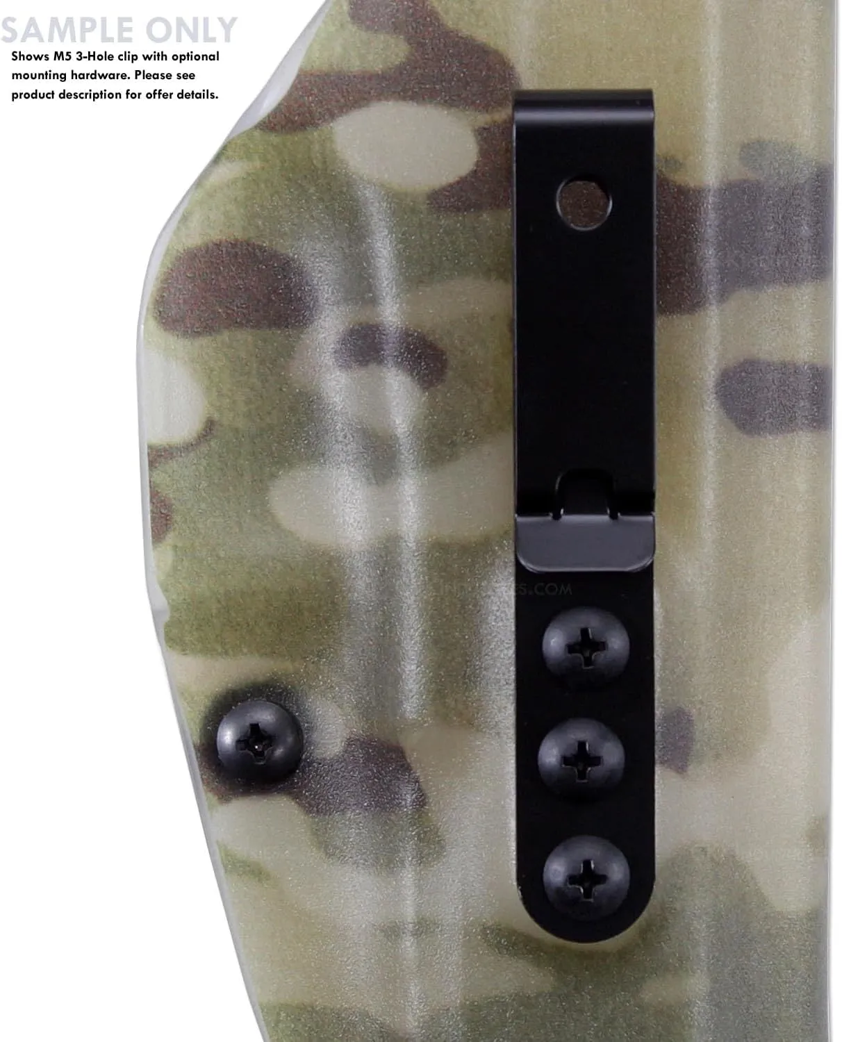 HolsterSmith Universal Metal Belt Clip for Holster Making - (Model 5) - (3-Hole) - (Tactical Black) - (w/Spartan Helmet Engraving) - (w/Mounting Hardware) - (1 Pack)