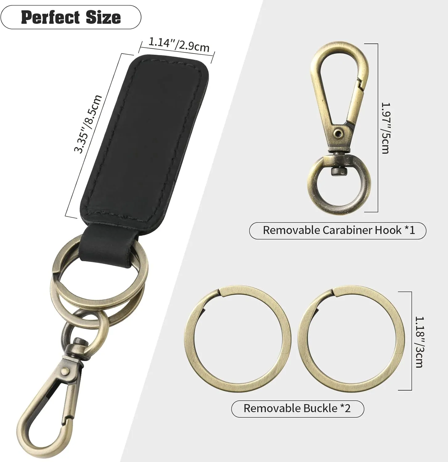 Jack&Chris Genuine Leather Car Keychain, Universal Key Fob Keychain, Leather Key Chain Holder for Men and Women, JC306