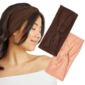 Kitsch Wide Headbands for Women - Fashion Sports Headband for Workout, Yoga, Gym, Running, Exercise | Stretchy Head Bands for Womens Hair | Hair Accessories for Women - Rosewood, 2pcs