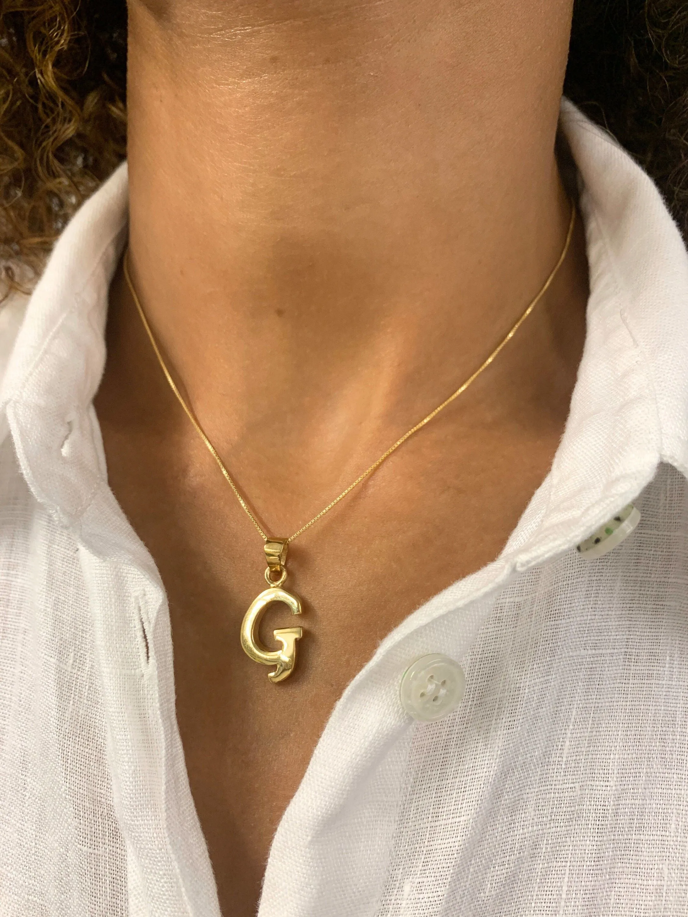 Letter G Gold Pendant -  Initial G Necklace, Alphabet Letter Gold Pendant