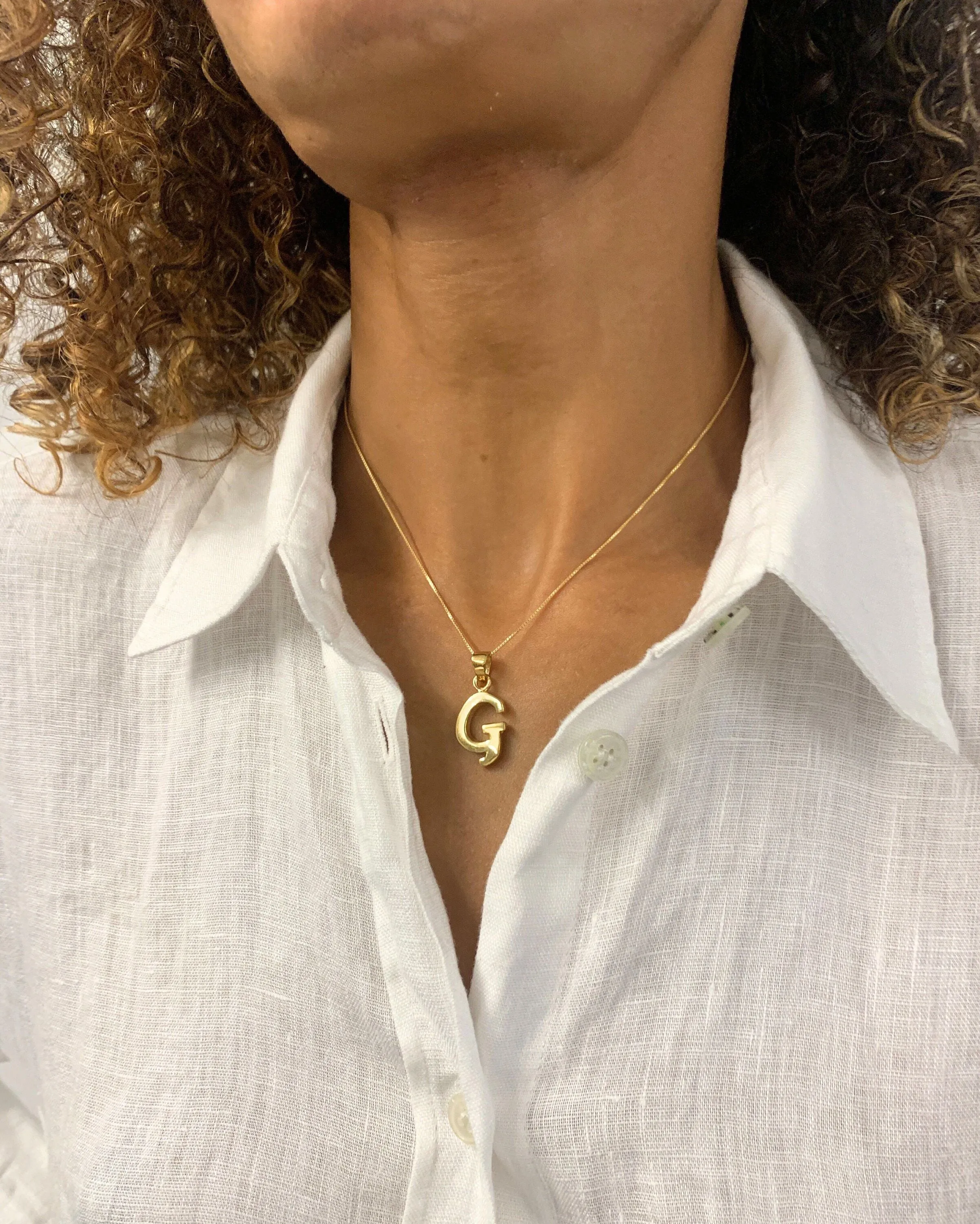 Letter G Gold Pendant -  Initial G Necklace, Alphabet Letter Gold Pendant