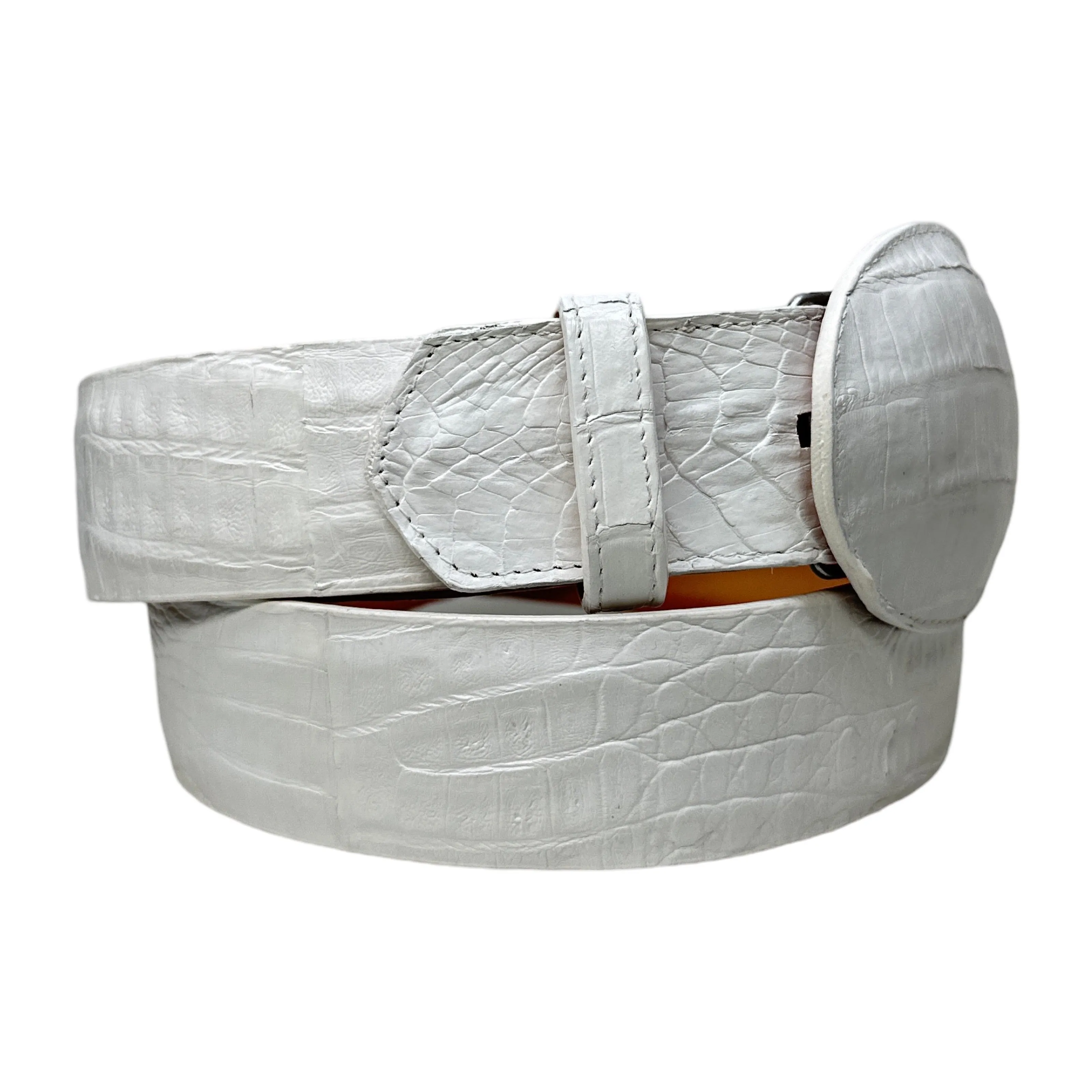 Los Altos White Caiman Crocodile Belt