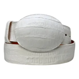 Los Altos White Caiman Crocodile Belt
