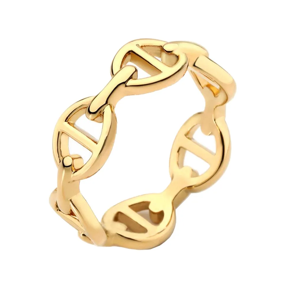 Luxury Couple Rings Korean Hollow Stainless Steel Gold Color Wedding Ring