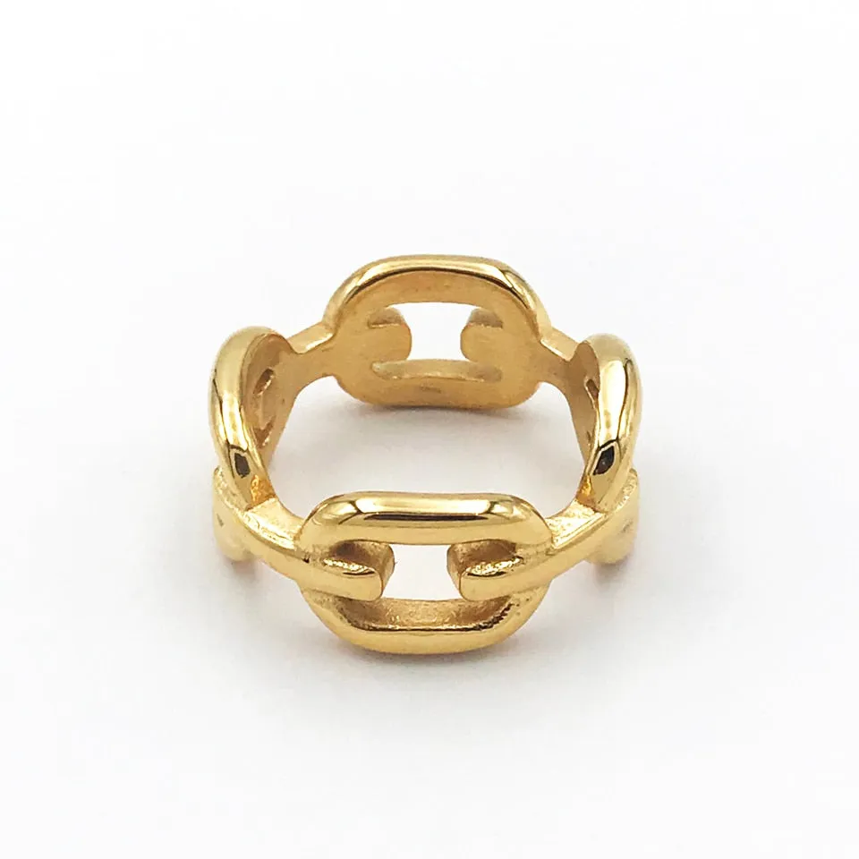 Luxury Couple Rings Korean Hollow Stainless Steel Gold Color Wedding Ring