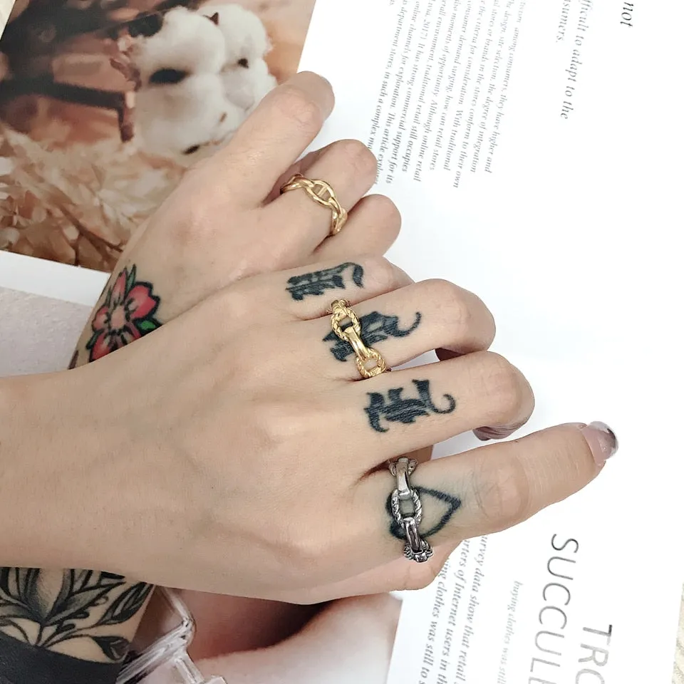 Luxury Couple Rings Korean Hollow Stainless Steel Gold Color Wedding Ring