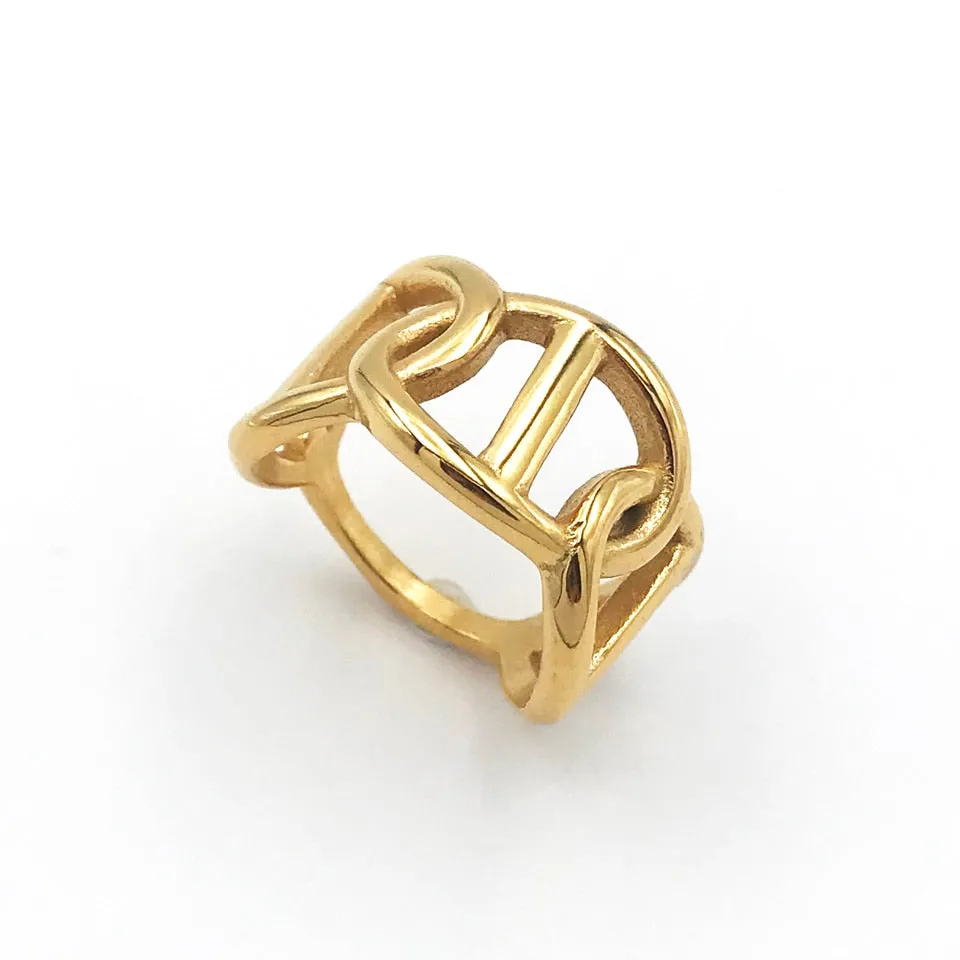 Luxury Couple Rings Korean Hollow Stainless Steel Gold Color Wedding Ring