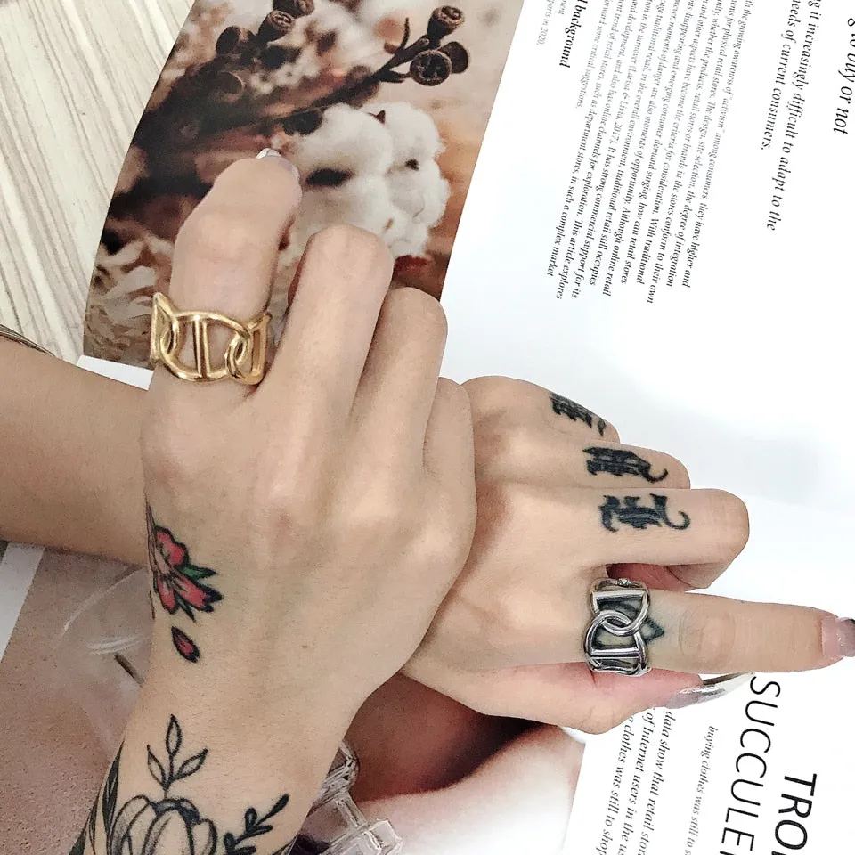 Luxury Couple Rings Korean Hollow Stainless Steel Gold Color Wedding Ring