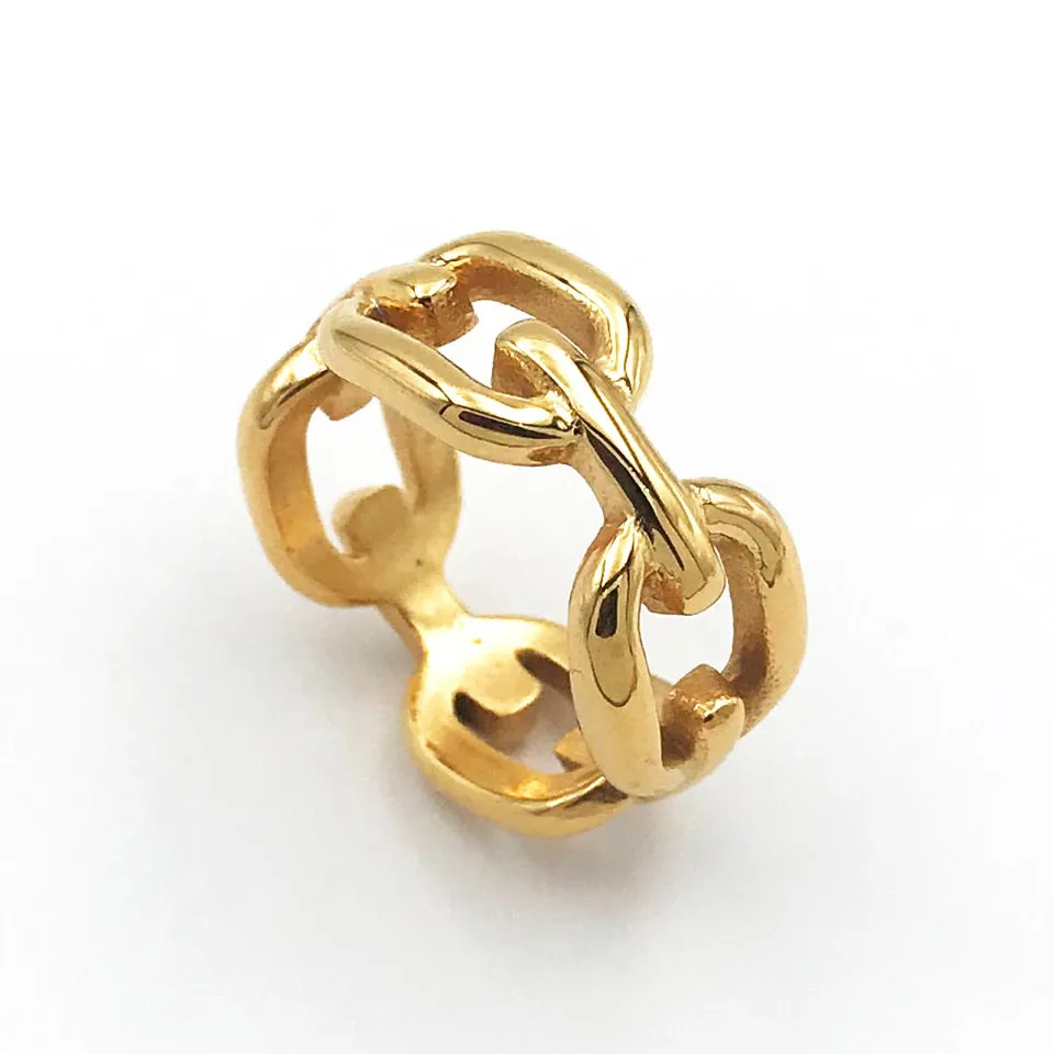 Luxury Couple Rings Korean Hollow Stainless Steel Gold Color Wedding Ring