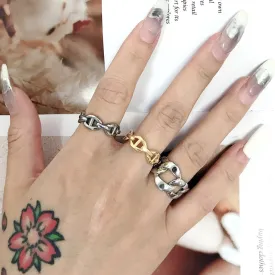 Luxury Couple Rings Korean Hollow Stainless Steel Gold Color Wedding Ring