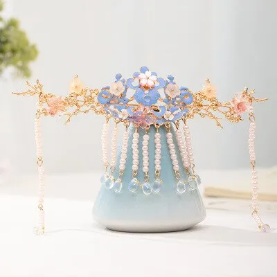 Luxury Fashion Bride style pearl tassel hairpin haircomb earrings set