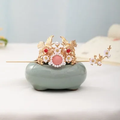 Luxury Fashion Bride style pearl tassel hairpin haircomb earrings set