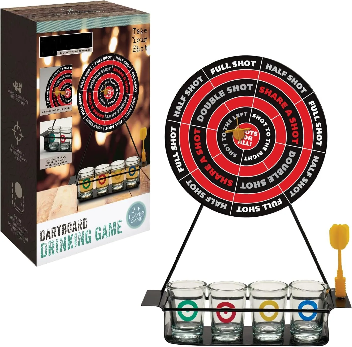 Magnetic Dart Board Game for Adults - Shot Glass Game with Four Shot Glasses, Two Magnetic Darts and A Metal Stand Included - Adult Drinking Games for Adults Party - Funny Alcohol Gifts