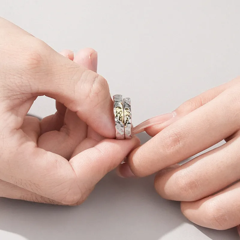 Maple Leaf Engravable Couple Rings Set