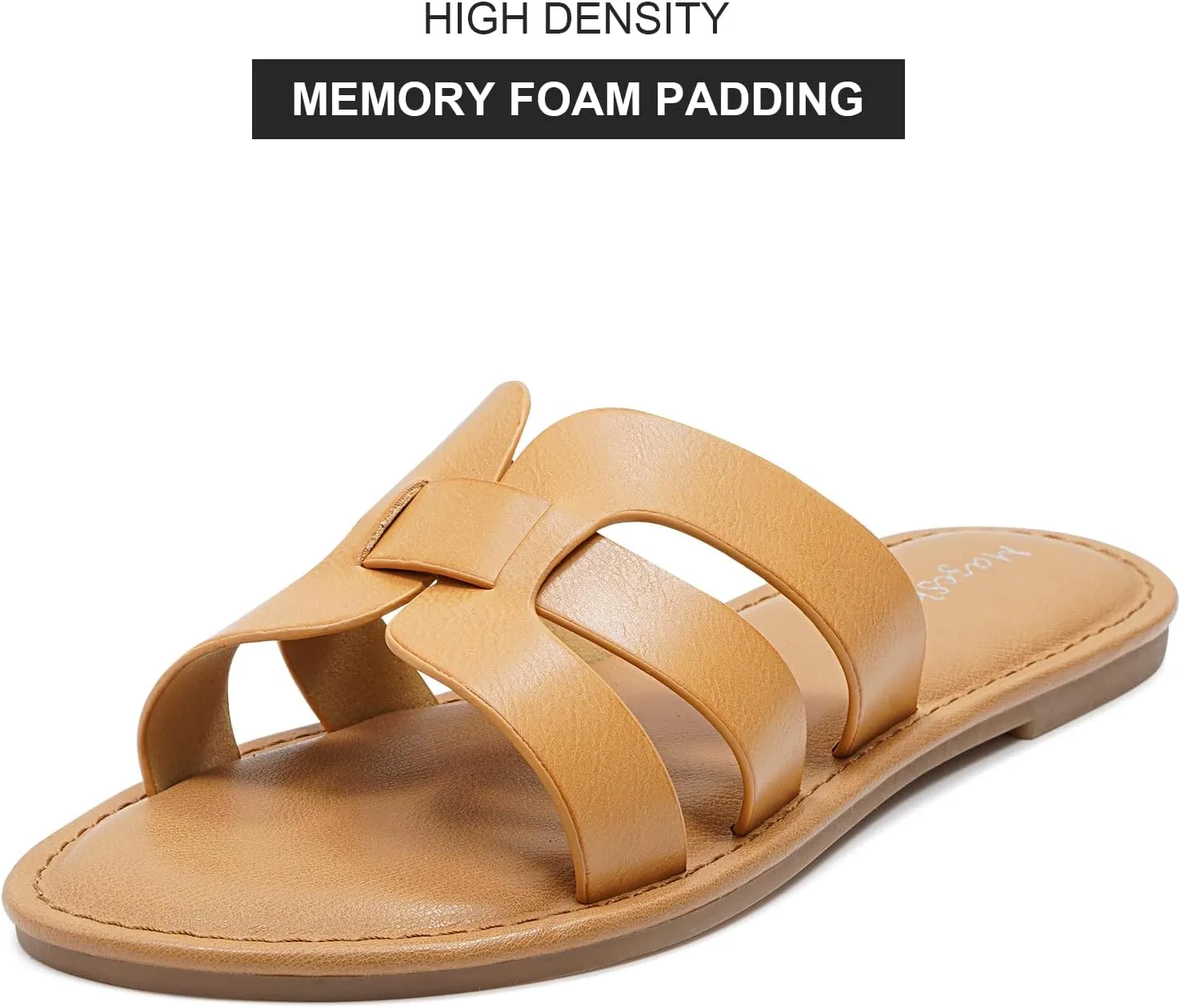 mazeskin Womens Memory Foam H-Band Summer Dressy Flat Slide Sandals