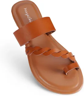 mazeskin Womens Memory Foam H-Band Summer Dressy Flat Slide Sandals