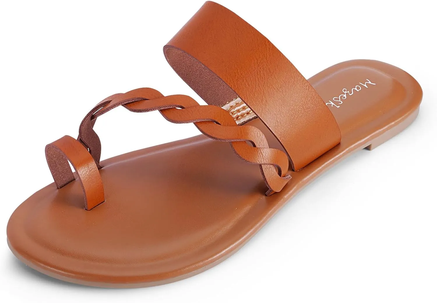 mazeskin Womens Memory Foam H-Band Summer Dressy Flat Slide Sandals