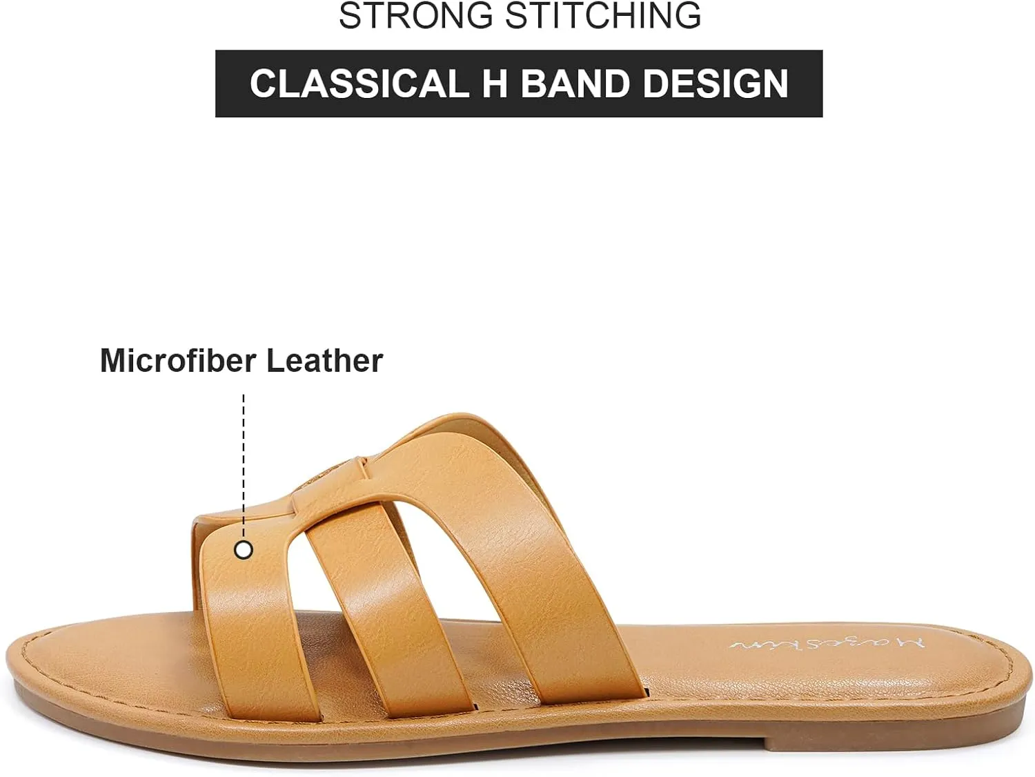 mazeskin Womens Memory Foam H-Band Summer Dressy Flat Slide Sandals