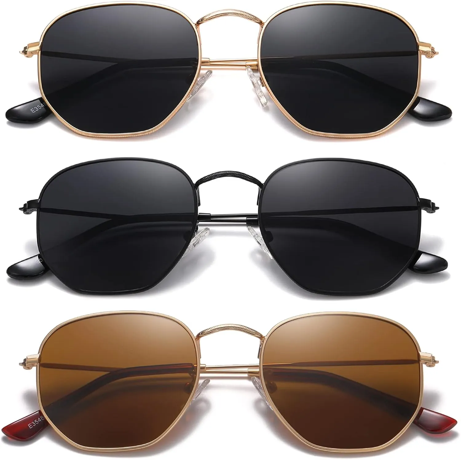 MEETSUN Polarized Hexagon Sunglasses for Women Men Polygon Square Sun Glasses UV400 Protection Metal Frame