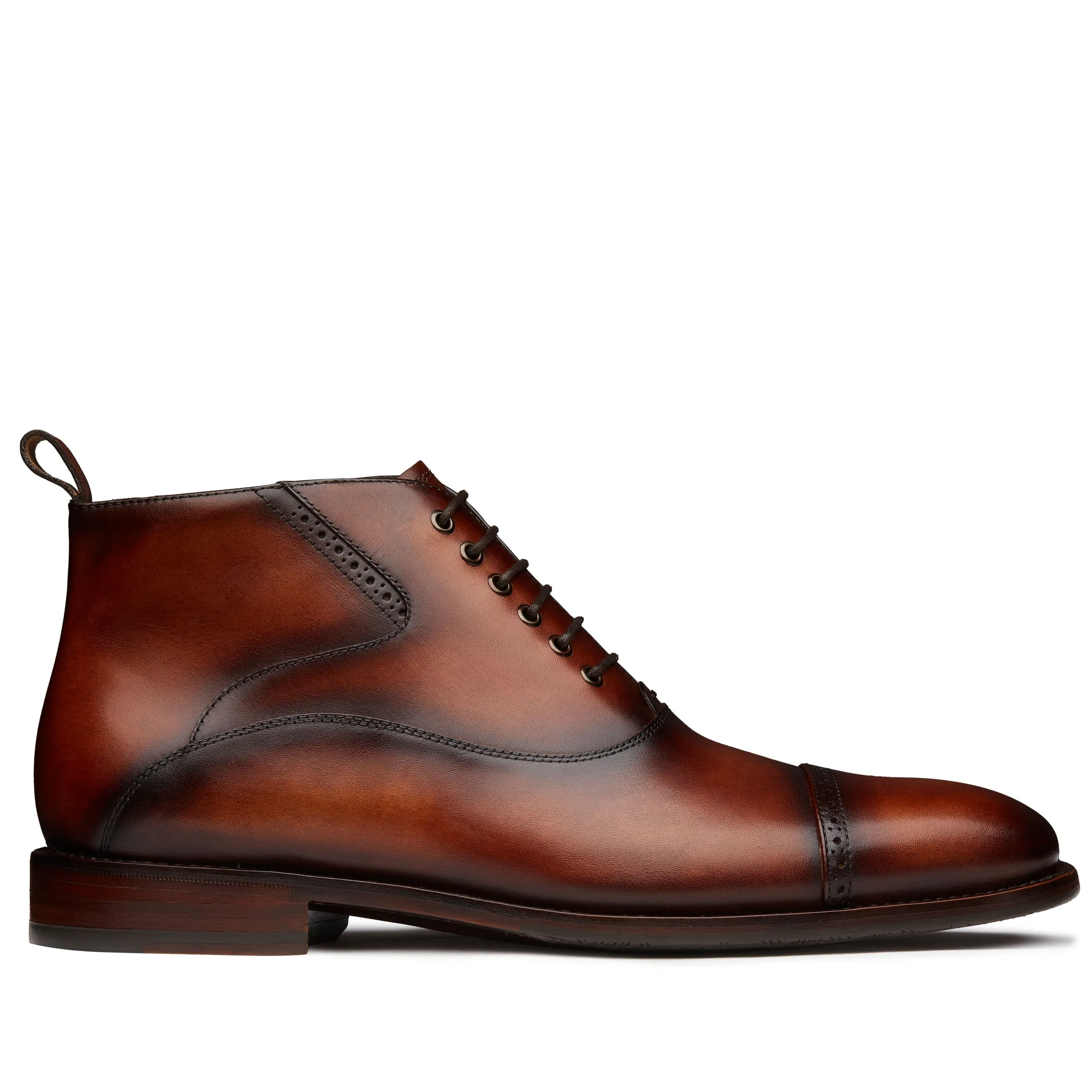Men´s brown leather cap toe boots