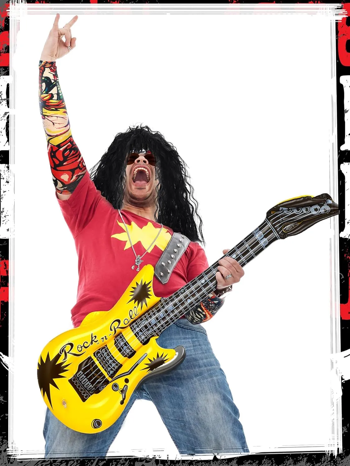 Mepase 9 Pcs Halloween Rocker Costume Set for Men Women, 80s Punk Costume Accessories for Halloween Cosplay Party